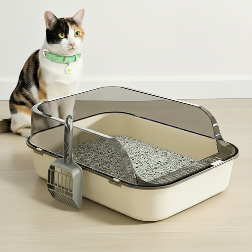 Breathable anti-splash semi-enclosed litter box - Pets Place