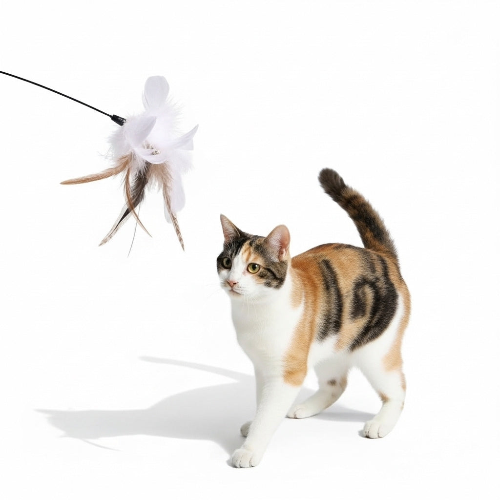 Suction feather wand interactive toy - Pets Place